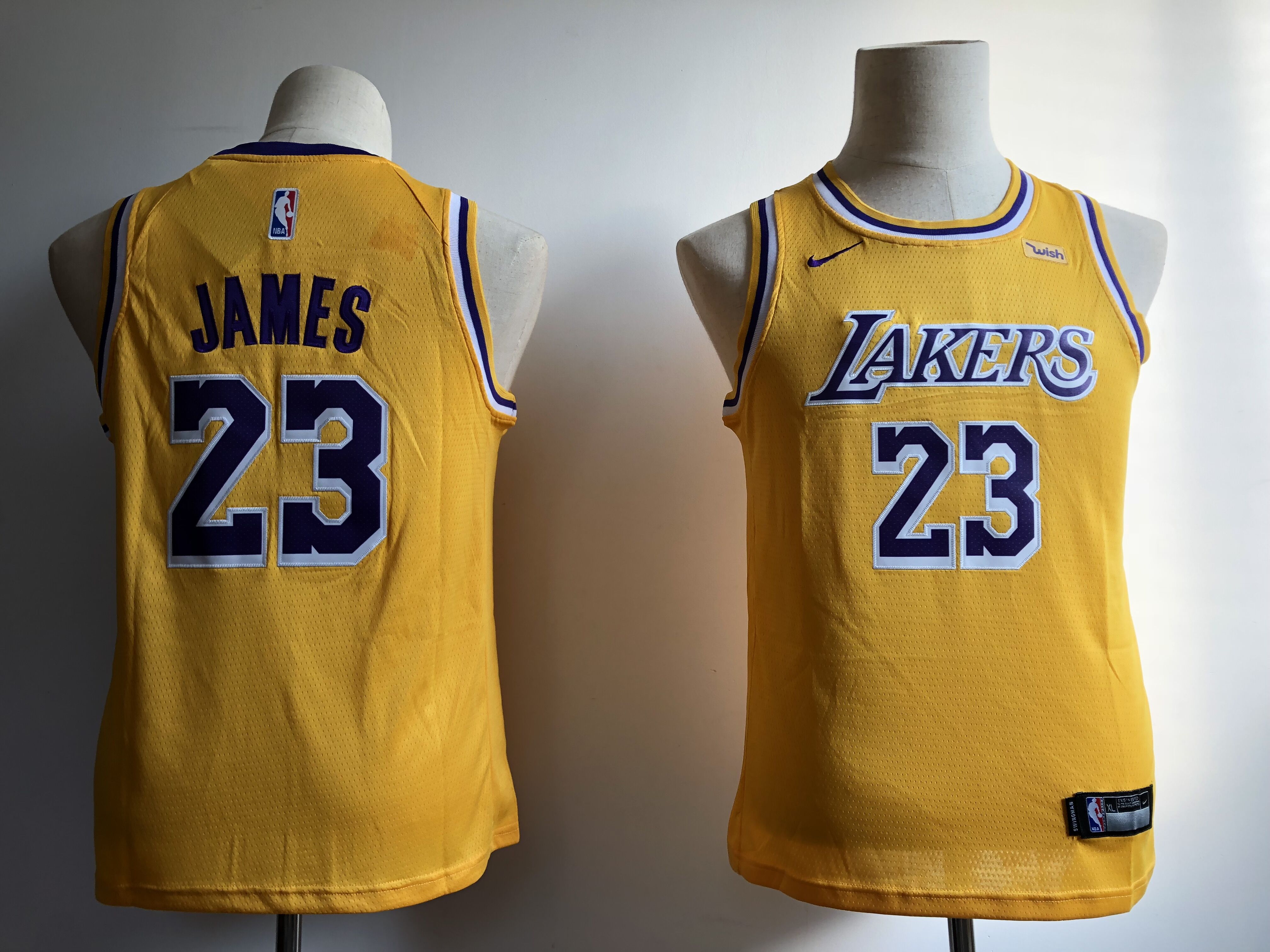Youth Los Angeles Lakers 23 James yellow Nike NBA Jerseys